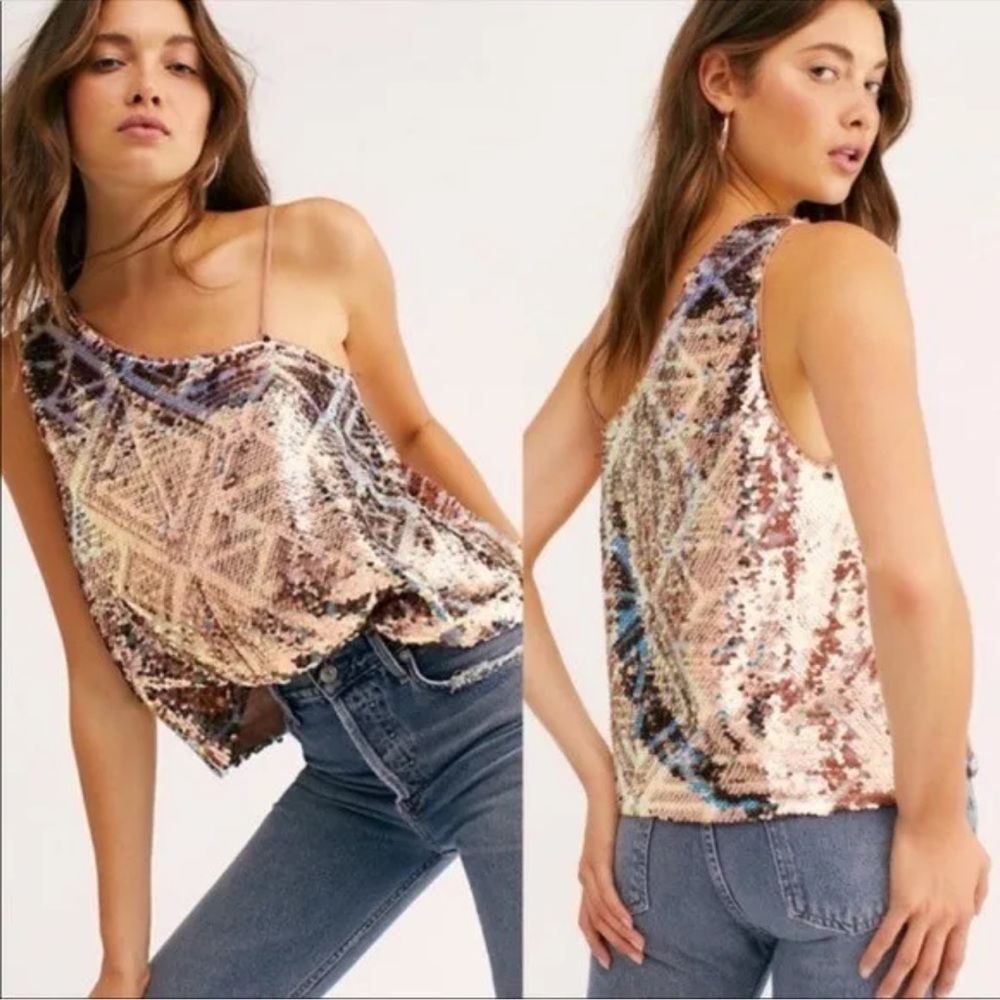 Free People Sequin Off Shoulder Top